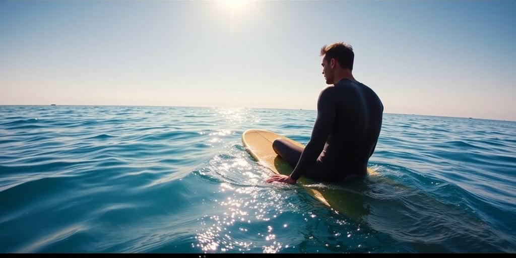 Surfer wartet auf Welle im Line-up